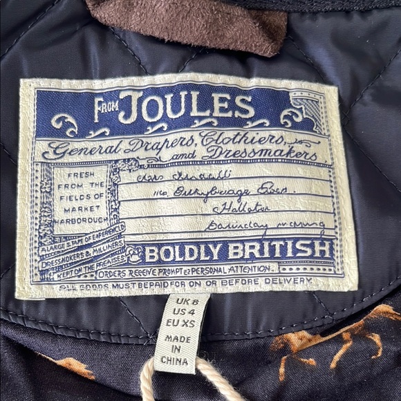 Joules Utility Jacket Blue and Gold Quilted Design - Picture 4 of 5